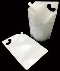 2L Spout Pouch, Gloss White, Stand Up Pouch, with Handle Hole