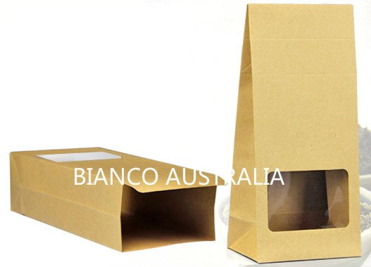 Kraft Paper Box - Prefolded Bottom, Clear Window, 3 Height Sets