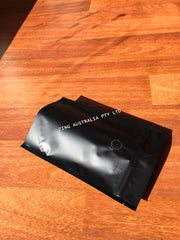 1KG Stand Up Coffee Pouch, Matte Black, Foil Lined, With Valve and Zip Lock
