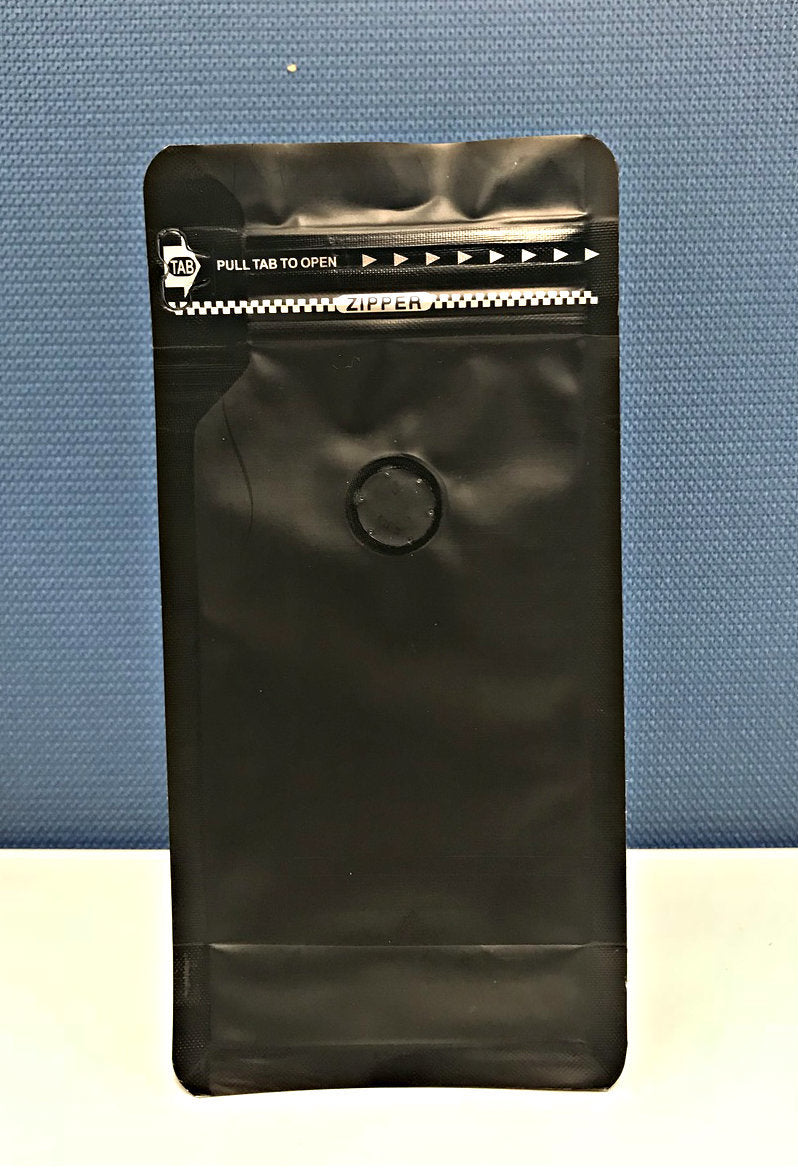 100g Box Bottom Coffee Pouch, Matte Black / Matte White, Foil Lined, Tear Off Zip Lock, With / No Valve
