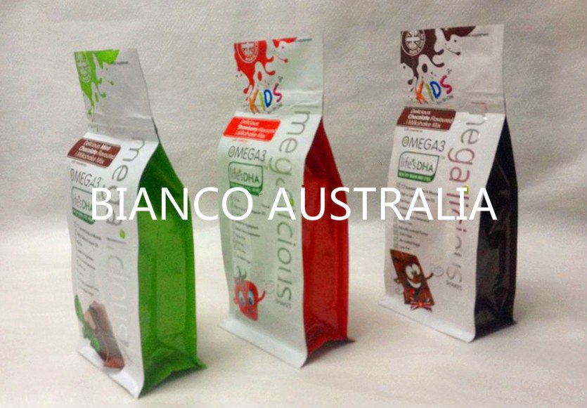 Custom Printed Box Bottom Pouch | BIANCO AUSTRALIA-All in One Packagin