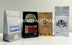 Custom Printed Box Bottom Coffee Bags, Eight Side Sealed, Newest Style
