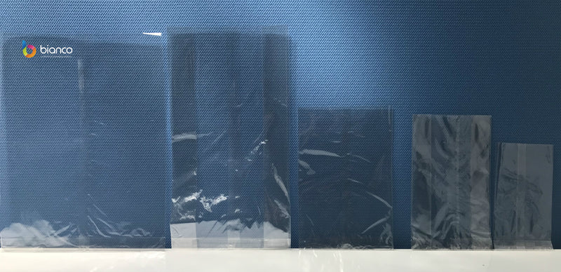 Pochette à soufflet inférieure compostable, entièrement transparente, sans fermeture éclair, différentes tailles (1000 pièces)