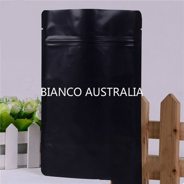250g Stand Up Pouch, Matte Black, Foil Lined, With Zip Lock, No Valve (H230*W160+B90 mm)