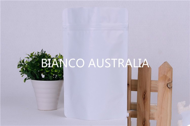 500g Stand Up Pouch, Matte White, Foil Lined, With Zip Lock, No Valve (H275*W190+B100 mm)