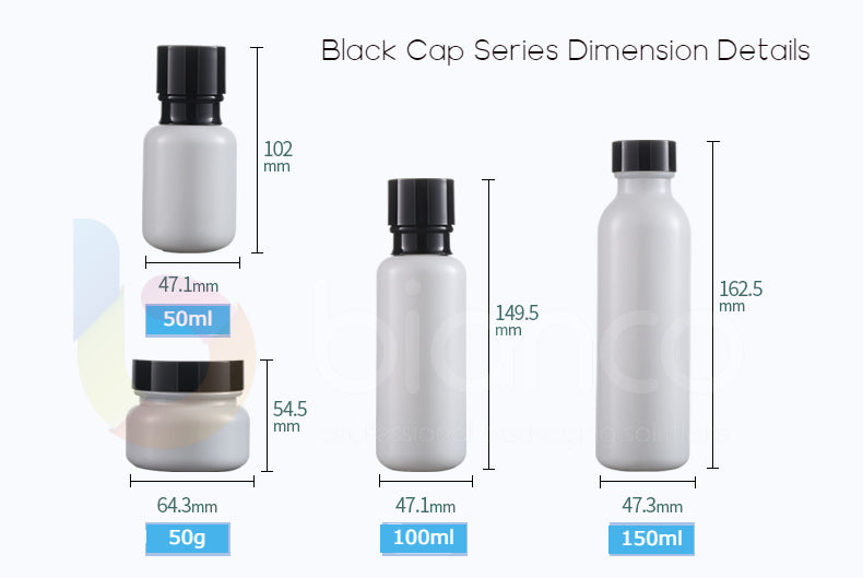 A Rang of Frosted Matt Finish Glass Jars & Bottle with White/Black Screw Cap or Lotion Pump Cap (Jar: 50g; Bottle: 50ml/110ml/150ml)