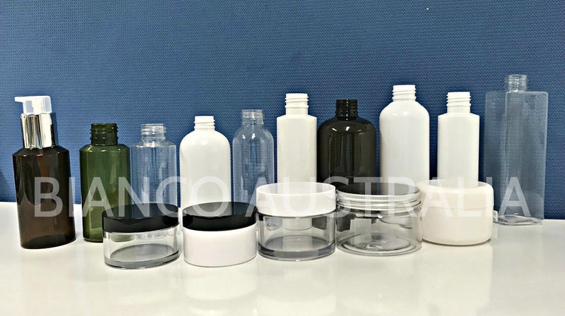 A Range of Blue Matt Finish Glass Jars & Bottle with Screw or Lotion Pump Cap (Progressive colour; Jar: 50g; Bottle: 40ml/110ml/125ml)